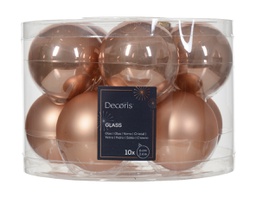 [20102346] Box Da 10 Palline Di Natale Vetro Smaltato Opaco Con Decorazioni Natalizie Colore Rosato Frizzante Ø 6Cm