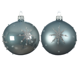 [20035552] Pallina di Natale colorazione azzurro assortita con stella in rilievo Ø 8 cm