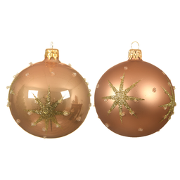 [20035553] Pallina di Natale colorazione caramello assortita con stella in rilievo Ø 8 cm