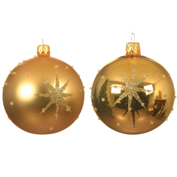[20035545] Pallina di Natale colorazione oro assortita con stella in rilievo Ø 8 cm