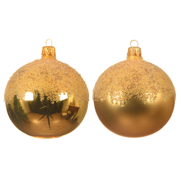 [20035554] Pallina di Natale colorazione oro decorata la parte superiore con glitter Ø8 cm