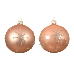 [20035549] Pallina di Natale colorazione rosa assortita con stella in rilievo Ø 8 cm