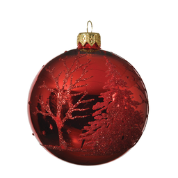 [20035543] Pallina di Natale colore rosso con decoro in rilievo Ø8 cm