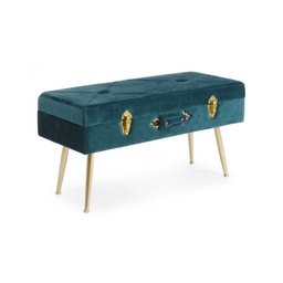 [B0720329] Panca in velluto con contenitore Blu POLINA 80x34x h42 cm