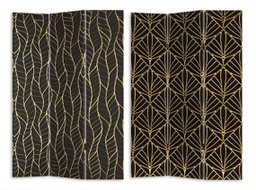 [V4206740000] Paravento stampa 3 ante nero decori orocm 120,6x2,5xh180,6x2,5xh180