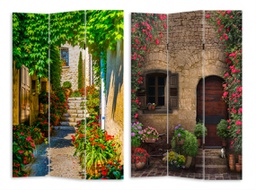 [V4206780000] Paravento stampa 3 ante scalinata con fiori cm 120,6x2,5xh180,6x2,5xh180