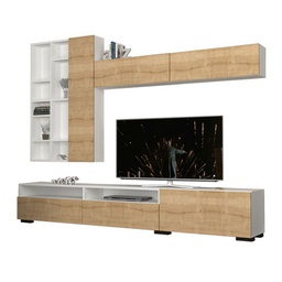 [FZ91143] Parete attrezzata base 3 ribalte pensile 2 ante bianco rovere 270x35xh.45 cm