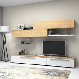 [FZ95725] Parete attrezzata rovere bianco larice  260x42xh.220 cm