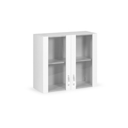 [A10557] Pensile vetrina 2 ante Bianco in legno nobilitato H.72x80x32 cm