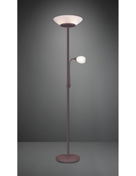 [TRIOR40063124] Piantana Con Spot da Lettura Gerry Ruggine Vetro Bianco Ø34 cm Trio Lighting