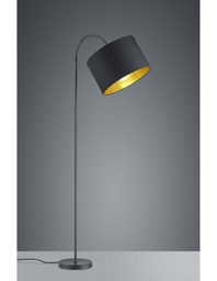 [TRIO408290179] Piantana Hostel Metallo Nero-Oro Paralume Orientabile H156 cm Trio Lighting