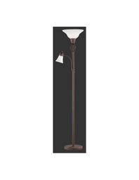 [TRIO4602021-24] Piantana Rustica Ruggine 2 Vetri Opali E Spot Da Lettura Trio Lighting