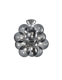 [TRIO607601206] Plafoniera Alicia Cromo Grappolo 12 Sfere Vetro Fumé Trio Lighting