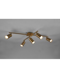 [TRIO612400504] Plafoniera Con 5 Faretti Orientabili Marley Ottone Invecchiato Trio Lighting