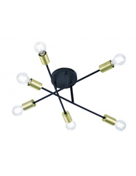 [TRIO606700632] Plafoniera Design Minimal 6 Luci Orientabili Cross Nero e Oro Trio Lighting