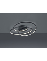 [TRIO673916032] Plafoniera Gale 3 Cerchi Nero Opaco Led 38,5w Dimmerabile L60 cm Trio Lighting