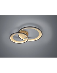 [TRIO673810232] Plafoniera Granada Doppio Cerchio Nero-Oro Led 29w Dimmerabile L59 cm Trio Lighting