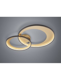 [TRIO673890232] Plafoniera Granada Doppio Cerchio Nero-Oro Led 36w Dimmerabile L85 cm Trio Lighting