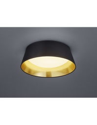 [TRIOR62871279] Plafoniera Led Paralume Tessuto Nero e Oro Ponts Ø34 cm Trio Lighting