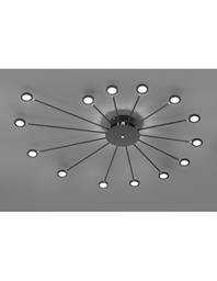 [TRIO679511532] Plafoniera Pavone Luce Indiretta e 14 Punti Led Orientabili Peacock Nero Trio Lighting