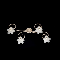 [BL230-PL4-AV] Plafoniera fiori in ferro Avorio Oro quattro luci paralumi 87x40x h17 cm