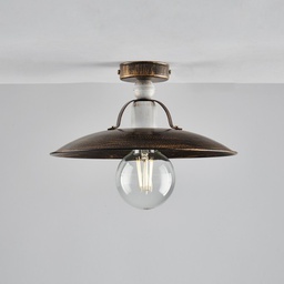 [BL234-PL1-BR] Plafoniera in ferro Marrone Oro industrial Bianco una luce 30x h14 cm