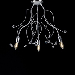 [BL154-PL3-CR] Plafoniera in ferro cromato lucido con strass in cristallo 3 luci cm 56