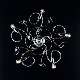 [BL209-PL5-CR] Plafoniera in ferro cromato lucido con strass in cristallo 5 luci 54xh. 21 cm