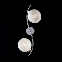 [BL167-PL2-CR] Plafoniera in ferro cromato lucido con vetri bianchi 2 luci 45x25xh.21 cm