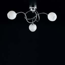 [BL140-PL3-CR] Plafoniera in ferro cromato lucido con vetri bianchi 3 luci 60xh.24 cm