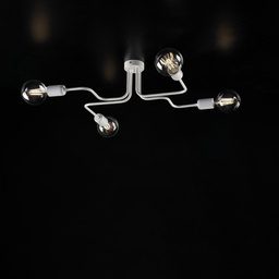 [BL203-PL4-BA] Plafoniera in ferro laccato bianco con decorazione argento 4 luci