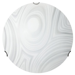 [ARON/40] Plafoniera in vetro bianco sabbiato con ganci cromati diam 40 cm