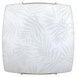 [VANESSA/30] Plafoniera in vetro lastra bianco con foglie ganci cromo 30x10xh.30 cm