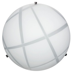 [DARIO/30 BI] Plafoniera in vetro lastra bianco ganci cromati diam. 30xh.10 cm