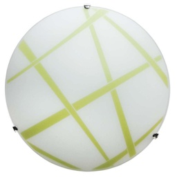 [DARIO/40 VE] Plafoniera in vetro lastra bianco verde diam. 40xh.11 cm