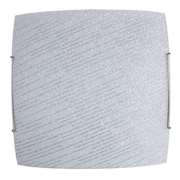 [ZOE/30] Plafoniera in vetro lastra diamantino con ganci acciaio 30x10xh.30 cm