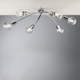[BL222-PL6-CR] Plafoniera moderna in ferro Cromato lucido sei luci 71x h19 cm urban