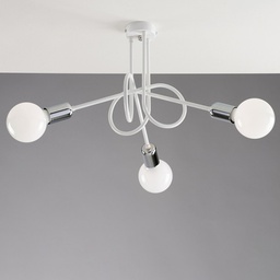 [BL153-PL3-BCO] Plafoniera urban in ferro Bianco rifinitura Cromo tre luci 42x h30 cm
