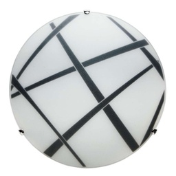 [DARIO/40 NR] Plafoniera vetro bianco nero Diametro cm 40