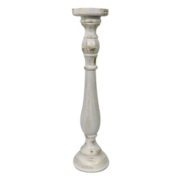 [V6182860000] Portacandele candelabro legno bianco cmø11,5h47