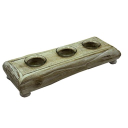 [V3716320000] Portacandele legno sbiancato 3p cm 35x12h7