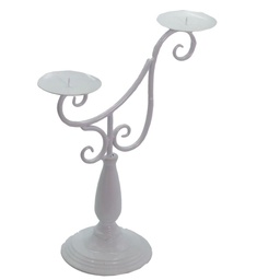 [V6441730000] Portacandele metallo arezzo bianco 2 posti cm31x15,5h44