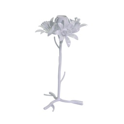 [V7020520000] Portacandele metallo bianco fiore cmø12h22