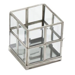 [V7007290000] Portacandele silver cm 10x10h12 16 vetri