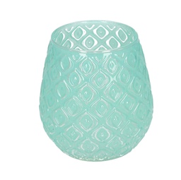 [V8530420000] Portacandele vetro verde decori tondo 1p cmø12,5h13