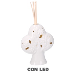 [V8535060000] Portaessenze ceramica albero con led bianco cm14x14h16/24