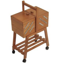[V50231400NO] Portalavoro n.20 noce cm34xh47-57x20 c-ruote faggio made in italy