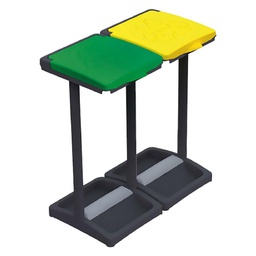 [046807] Portarifiuti per raccolta differenziata 2 pezzi, dimensioni 65 x 36 x 82 cm, colore giallo-verde, marca Mongardi.