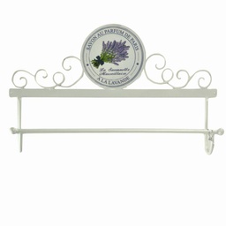 [V6214510000] Portasciugamani a muro metallo lavanda bianco cm 48x8h24