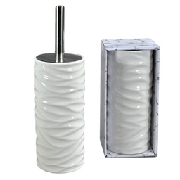 [V6215010000] Portascopino ceramica bianco onde tondocmø10h24/34